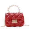 Bolsa Jelly Exportação Sudeste Asiático Atacado Infantil Feminina 2025 Nova Bolsa de Mão de Corrente Pérola Acolchoada Feminina