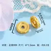 Pulsera martillada chapada en oro de plata pura 999 con cuentas espaciadoras redondas, pulsera de cristal DIY, collar, accesorios de cuerda trenzada con cuentas