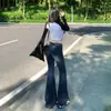 Jeans de Campana Retro Americano de Tiro Bajo Chica Picante 2026 Versátiles Elásticos Adelgazantes Favorecedores de Mezclilla Pantalones Largos Extra Largos para Mujer