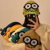 Bonito y Divertido Gorro de Lana Tejido para Mujer en Otoño e Invierno Nuevo Estilo Cálido Estudiante Pareja Gorro Baotou Gorro con Protección para las Orejas para Cabeza Grande
