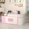 Balcão Curvo Moderno Simples com Cantos Semicirculares, Balcão de Recepção, Recepção da Empresa, Balcão de Caixa de Loja, Balcão de Consulta de Canto
