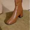 Botas Martin para Mujer 2026 Nuevo Otoño/Invierno Estilo Coreano Punta Cuadrada Tacón Grueso Cremallera Tacón Alto Más Terciopelo Caña Media Adelgazantes Botines Cortos