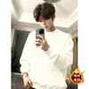Sudadera Cleanfit para hombre de forro polar gris jaspeado, camiseta de manga larga de peso pesado estilo americano para otoño e invierno, corte regular en los hombros, ideal como capa interior