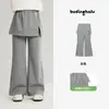 Calça-Saia Flare Slim Fit Infantil Pudding Haru 2026 Nova Coleção Primavera e Outono Calça Casual Estilo Americano Falsa Peça Dupla