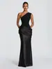2026 Verano Nuevo Estilo Europeo y Americano Transfronterizo Vestido de Satén de un Solo Hombro sin Mangas Ajustado Largo Mermaid Bodycon