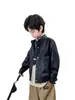 Roupas infantis meninos jaqueta de couro casaco infantil moderno estiloso outono novo primavera e outono blusa crianças médias e grandes jaqueta bonita da moda