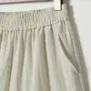 Tencel Linho Amarelo Cintura Elástica Alonga Pernas Simples Casual Cool Shorts de Cinco Pontos Verão Novos Shorts Transfronteiriços