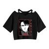 Camiseta de manga corta con cuello redondo y tirantes para mujer con animación de ataque gigante de ATAQUE A LOS TITANES.