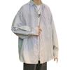 Camisa de Rayas de Marca Trendy Ins de Harajuku para Hombre de Manga Larga Estilo Coreano Trendy Guapo Camisa Primavera y Otoño Chaqueta Casual Estilo Hong Kong