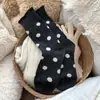 Meias de Lã Grossa Quente para Outono e Inverno Femininas Estilo Coreano Meias Femininas de Bolinhas Grandes Meias de Cano Médio Versátil