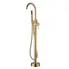 Grifo para Bañera de Pie, Grifo Vertical con Control de Agua Caliente y Fría, con Ducha de Mano, Estilo Minimalista Moderno