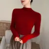 Nuevo suéter de cachemira para mujer otoño/invierno 2026, prenda base de punto de cuello alto medio, suéter ajustado y adelgazante