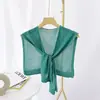 Roupa Externa Fina de Verão Gola Falsa Xale Pequeno Cachecol de Tricô Proteção Cervical Feminina Seda Gelada Pescoço Ombro Sala com Ar Condicionado