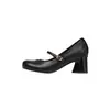 Zapatos Mary Jane Cuadrados Retro Franceses de Tacón Grueso para Mujer, Versión de Piel de Oveja, Correa Única, Corte Bajo, Elegantes Tacones Altos para Viajar al Trabajo