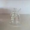 Tarro de miel de vidrio transparente para el hogar con tapa, varilla agitadora de vidrio, botella de miel, tarro de vidrio transparente creativo