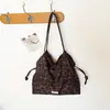 Comércio exterior cordão fábrica de origem retrô 2026 estampa de leopardo bolsa de ombro única com cordão bolsa de mão de tecido bolsa de armazenamento de tecido