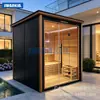 Baño de vapor en villa, sala de ondas de luz para uso doméstico, sala de sauna tradicional para exteriores con espectro infrarrojo lejano, baño de vapor húmedo y seco, cabina de vapor