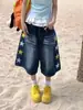 Calça Camuflada Vintage Lavada Versátil para Homens e Mulheres, Jeans Tendência Estilo Streetwear Americano Soltinho de Nicho Estrela