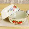 Bacia de esmalte antiga grande espessada cozinha doméstica vegetais mistura salada sopa bacia clássico nostálgico tigela de mistura com tampa
