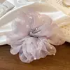 Goma de pelo plisada de malla azul claro con perlas para mujer, estilo coreano de alta gama, accesorio versátil para el cabello