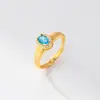 Anillo de Plata de Ley S925 Nalan con Topacio Azul, Exquisito y Sencillo Anillo de Diseño de Nicho Estilo Ins R03668