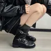 Botas de tacón grueso para mujer que aumentan la altura y estilizan, Nuevas Botas Cortas Versátiles de Suela Suave Estilo Vintage Otoño 2026 para Faldas, Estilo Maillard