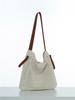 Bolso de hombro de ganchillo con costuras de algodón 2025 nuevo simple de gran capacidad para vacaciones en la playa, bolso hueco