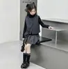 Conjunto de Tres Piezas Estilo Coreano Inspirado en Chanel para Niñas Mayores, Chaleco Elegante para Primavera y Otoño, Camisa Base, Falda Plisada, Atuendo Dulce