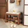 Banco para Trocar Sapatos de Madeira Maciça para Sala de Estar, Entrada de Casa, com Almofada Macia, Banco para Calçar Sapatos, Banco de Entrada, Armário de Sapatos, Aço Inoxidável