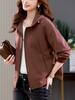 Chaqueta Corta con Capucha para Mujer 2024 Nueva Moda Dipped Versátil Suelta Reductora de Edad Cárdigan Top Moderno