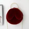 Bolso de Peluche para Mujer Cruzado de Mano Bolso de Princesa Bolso Nuevo con Cadena Bolso Versátil de Orejas de Conejo Bolso de Piel Femenino Bolso de Mujer