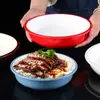 Plato de Cena de Melamina Olla Comercial Arroz Cubierto con Arroz Patas de Cerdo Arroz Plato Profundo Redondo Plato de Cena Plato de Comida Rápida Comida Sencilla de Negocio Gama Alta