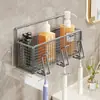 Estante para Cepillos de Dientes Estante a Prueba de Polvo para Pasta de Dientes Montado en la Pared del Baño Sin Taladro Estante de Almacenamiento para Cepillos de Dientes Vasos de Enjuague Bucal Artículos de Tocador