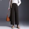 Pantalones casuales cintura alta pierna recta holgada pierna ancha mujer 2026 Otoño Invierno engrosados cálidos versátiles transpirables nueve puntos curvos