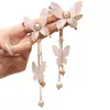 Pendientes de Encaje Coreano Perla Diamante Perla para Niñas Pendientes de Borla Mariposa Súper Hada Pendientes Pendientes Populares Elegantes