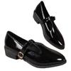 Nuevos Zapatos de Cuero Pequeños Retro de Punta para Mujer de Talla Grande para Primavera y Otoño, Zapatos de Cuero Suave de Tacón Bajo, Hebilla de Tacón Grueso con Mary Jane para Mujer