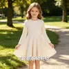 Nueva colección otoño 2026: Vestido infantil de estampado a cuadros estilo TikTok, disponible ahora, estilo Temu, vestido casual de manga larga europeo y americano