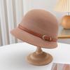 Hebilla de cinturón sombrero de lana niños otoño e invierno simple estilo japonés sombrero de ala pequeña sombrero de pescador cara sombrero de cúpula pequeña