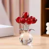 Flor de Rosa de Cristal de Vidro Transfronteiriça Presente para o Dia dos Namorados Qixi Decoração de Casa para Sala de Estar Artesanato Enfeites