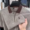 (Alta calidad) Nueva Camisa Polo Transfronteriza para Hombre, Color Sólido, Casual de Negocios, Corte Ajustado, Tejida, Cuello Campana, Manga Corta, Diseño de Caballo