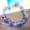 Pulsera de Cristal Pulsera de Grava de Cristal Mineral Púrpura para Mujer Hecha a Mano con Cuentas Piedra Flor de Lluvia Calcedonia Joyería de Mano