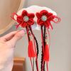 Tocado de Año Nuevo para niñas, estilo chino, horquilla de Año Nuevo, peluca trenzada larga para niñas, horquilla con borlas, accesorios para el cabello de felicitación de Año Nuevo para niños