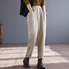 Calça Casual Estilo Étnico Vintage para Mulheres, Estilo Japonês Novo Modelo 2026, Cor Sólida Cintura Alta Solta Emagrecedora Harem Calça Longa para Estudantes