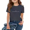 Top de Manga Corta Suelto con Cuello Redondo, Estilo Coreano, de Marca de Moda para Niños Mayores, Camiseta de Algodón Puro a la Moda de Manga Corta para Niñas, a Juego con Padres e Hijos