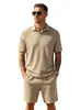 Conjunto Deportivo Casual de Verano para Hombre, Jacquard de Toalla con Rayas Anchas, Transpirable, Estilo Europeo y Americano, Sensación de Alta Gama