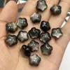 Obsidiana Plateada Natural Estrella Piedra Suelta Estrella de Cinco Puntas Collar Colgante Cuerda Trenzada Enrollado Pulsera DIY Accesorios de Joyería