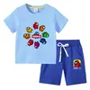 Nova camiseta infantil de verão 2023 comércio exterior roupas infantis ins estilo coreano algodão calça de manga curta infantil conjunto de duas peças