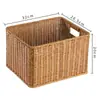 Cesta de almacenamiento de mimbre sintético ropa sucia juguetes bocadillos artículos varios cesta de almacenamiento tejida en bambú hogar sala de estar mueble de TV escritorio completo