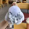 Chaveiro Pingente Coelho de Pelo de Coelho Rex Fofo Mini Brinquedo de Pelúcia Coelho Morto de Brincadeira Decoração de Mochila Presente
