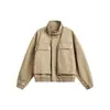 Chaqueta de Cargo Grande Estilo Americano para Hombre, Diseño Holgado para Primavera y Otoño con Cuello Alto, Abrigo Versátil de Calle para Exteriores